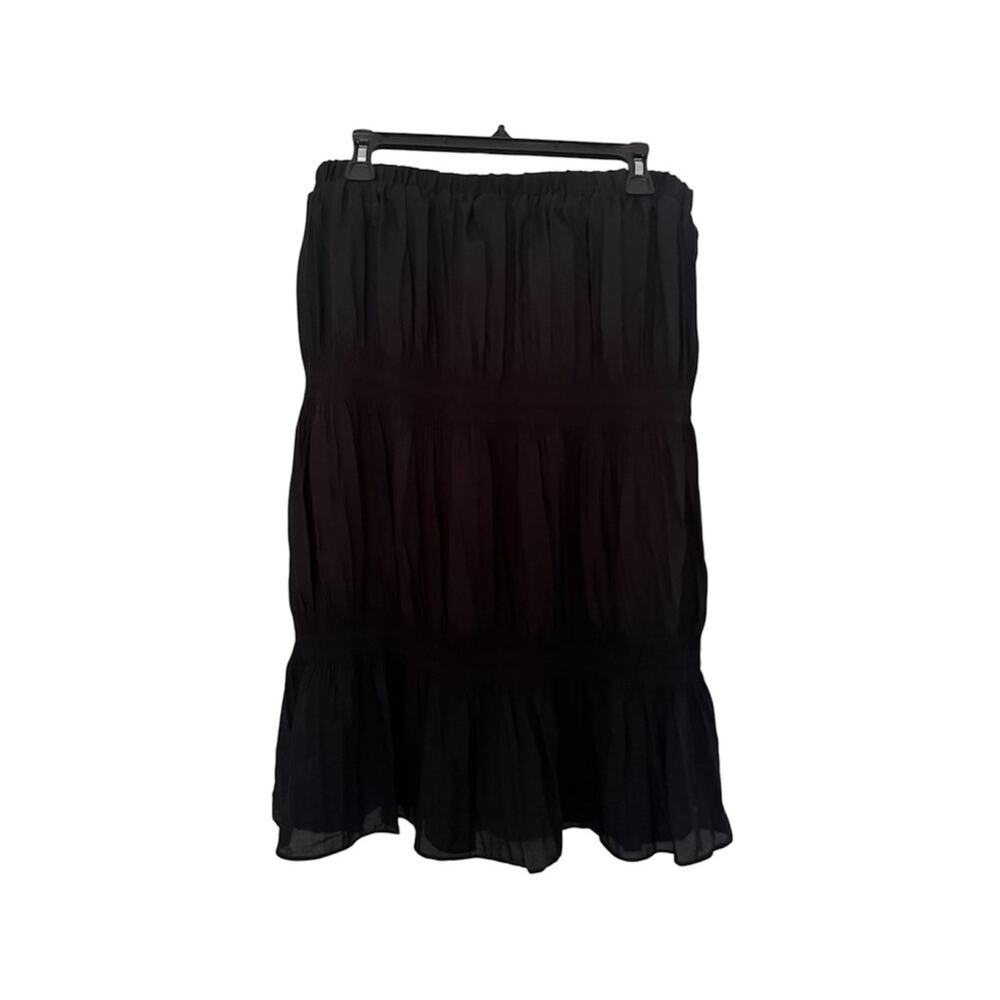 Yakira Bella Nora Tiered Skirt Black Knee Length Ruffle Skirt Size Large